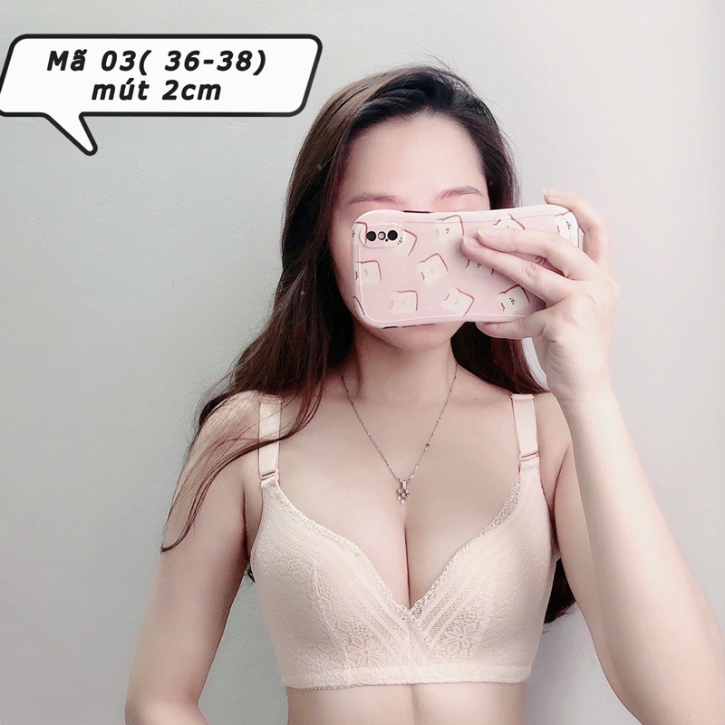 Áo lót ren mềm màu nude không gọng mút vừa và mỏng nâng ngực chống xệ (36-38)