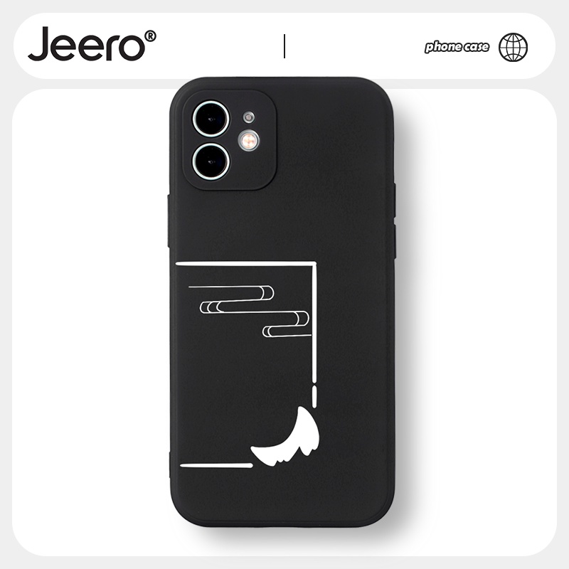Ốp điện thoại JEERO mềm viền vuông màu đen/ trắng thích hợp cho iPhone 13 12 11 Pro Max SE 2020 X XR