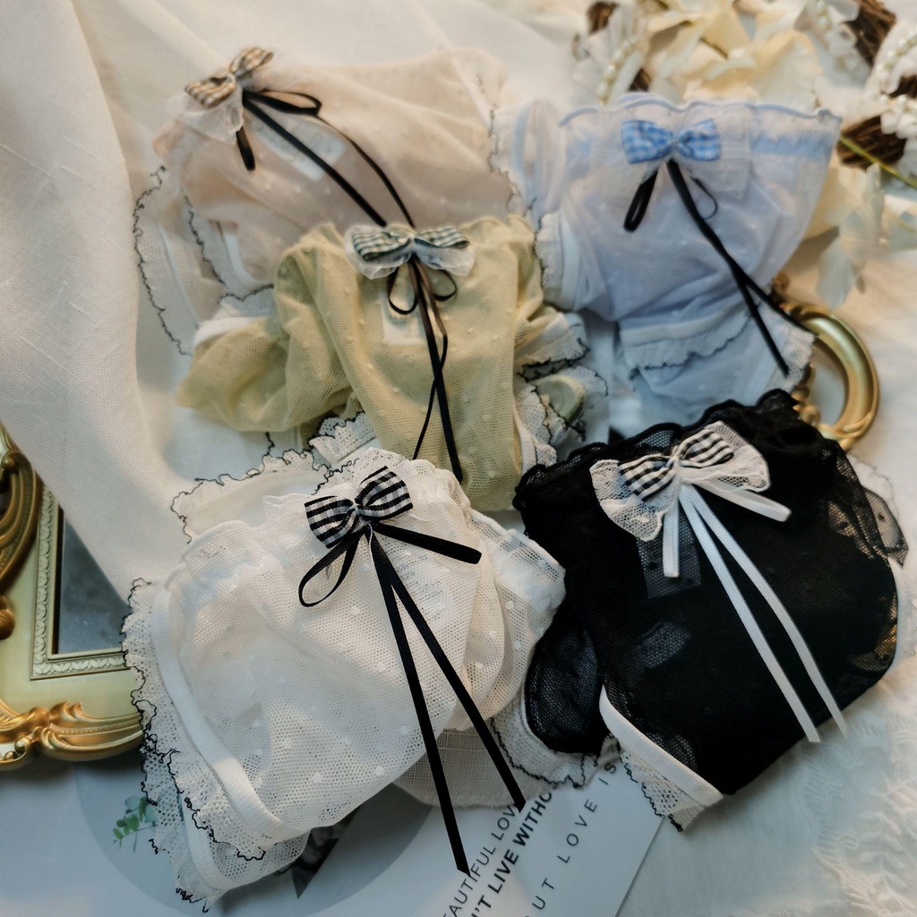 Mocho Quần Lót Cotton Phối Lưới Thoáng Khí Lưng Vừa Họa Tiết Trái Tim Ngọt Ngào Cho Nữ