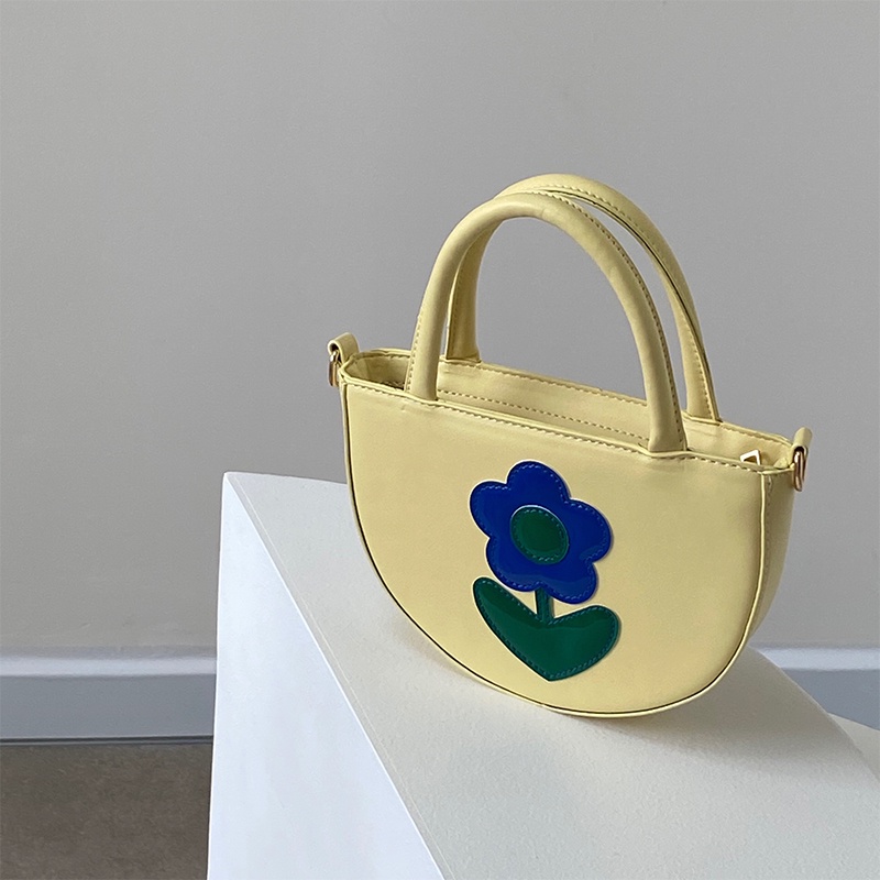 Túi Đeo Chéo Hình Bán Nguyệt Họa Tiết Hoa Màu Vàng Tương Phản 2022 Thời Trang Xuân Hè Cho Nữ