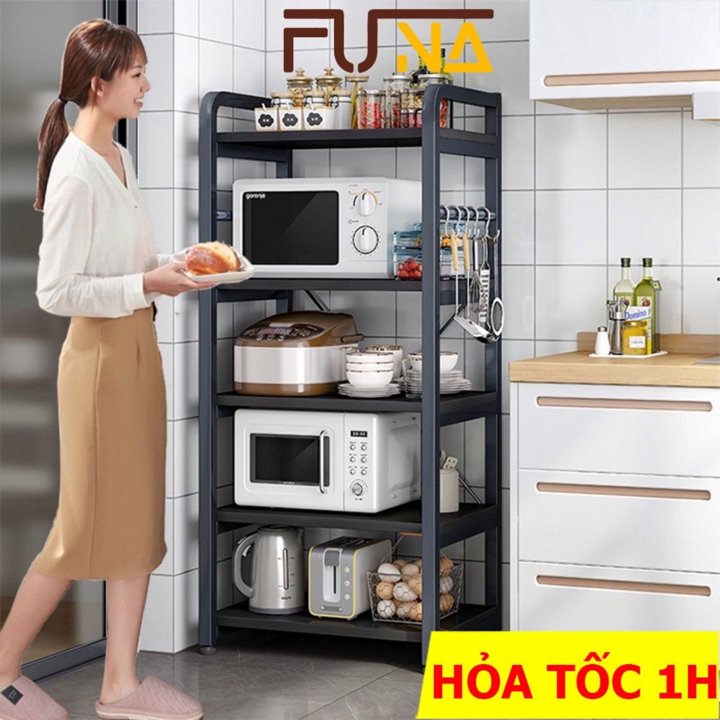 Kệ bếp kệ lò vi sóng FUNA khung sắt sơn tĩnh điện, chân kệ nó nút tăng giảm chống cập kênh hoàn toàn ( tặng móc ) - KB01