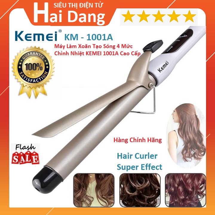 Máy Làm Xoăn Tóc, Máy Tạo Sóng Tóc 4 Mức Chỉnh Nhiệt KEMEI 1001A Chính Hãng