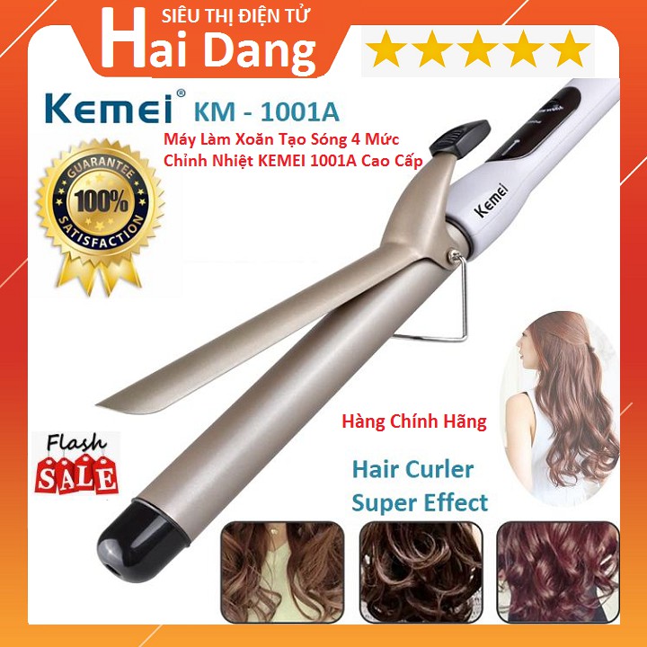 Máy Làm Xoăn Tóc, Máy Tạo Sóng Tóc 4 Mức Chỉnh Nhiệt KEMEI 1001A Chính Hãng