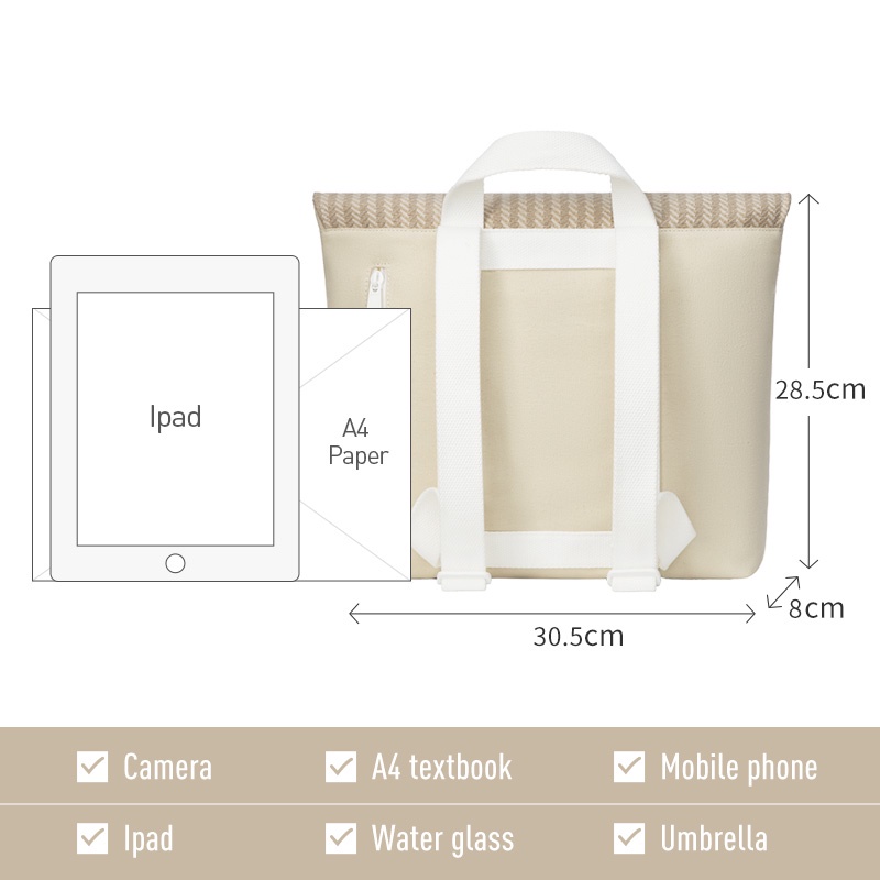 MAH OLI Ba lô máy tính xách tay Túi vải tái chế Cotton &amp; đay dễ thương Túi Cambridge