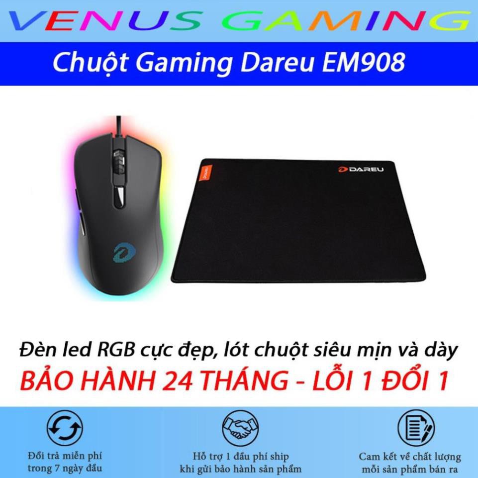 Chuột Gaming Dareu EM908 - Led RGB - Có led viền - Mai Hoàng phân phối - Bảo hành 24 tháng