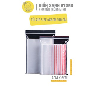 Túi zip nhỏ mini bịch 100 cái viền đỏ size nhỏ 4x6 cm loại dày đẹp