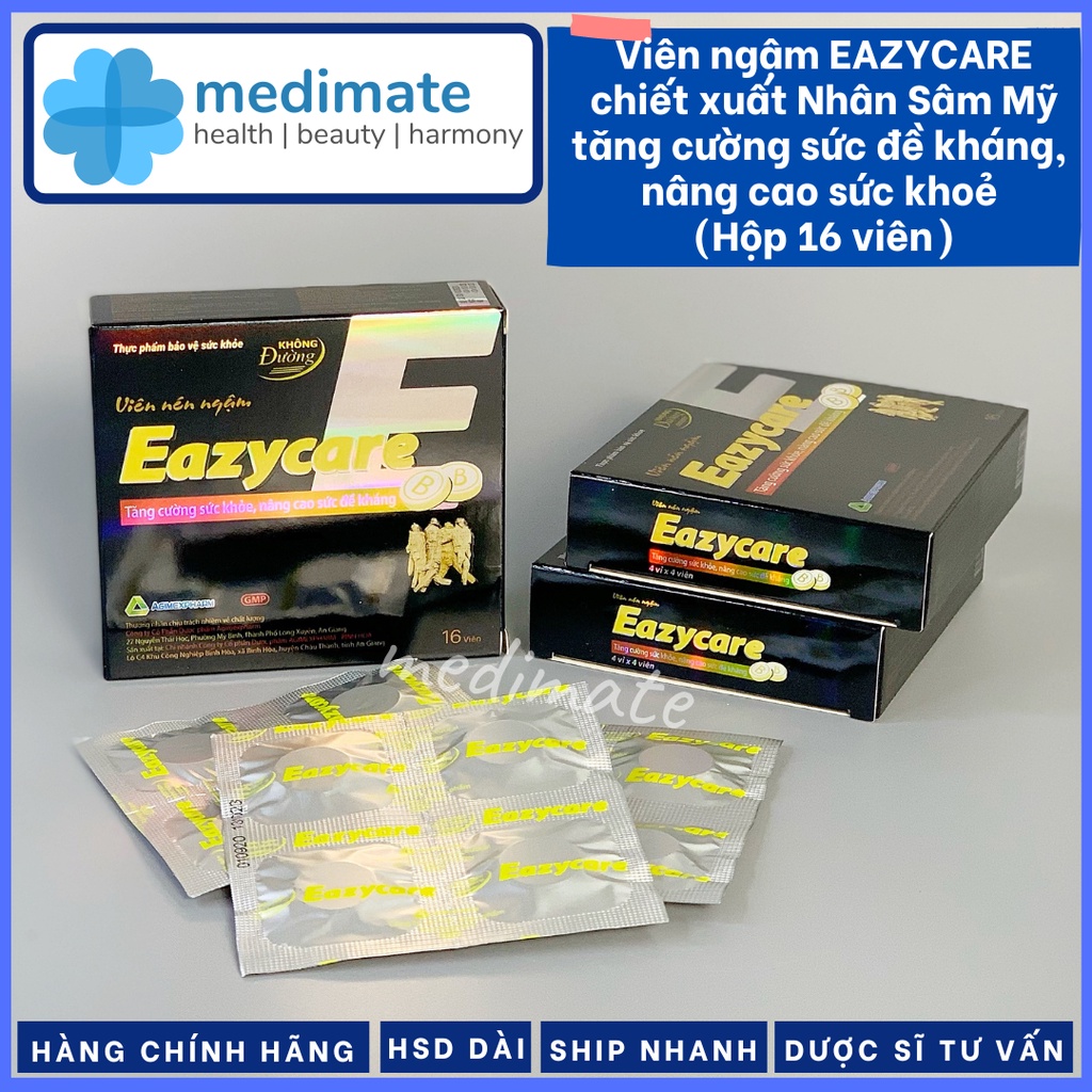 Kẹo sâm EAZYCARE với chiết xuất Nhân Sâm Mỹ giúp tăng cường sức đề kháng, nâng cao thể trạng (Hộp 16 viên)