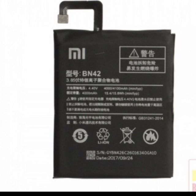 Pin xịn Xiaomi Redmi 4 (BN42) bảo hành 3 tháng đổi mới