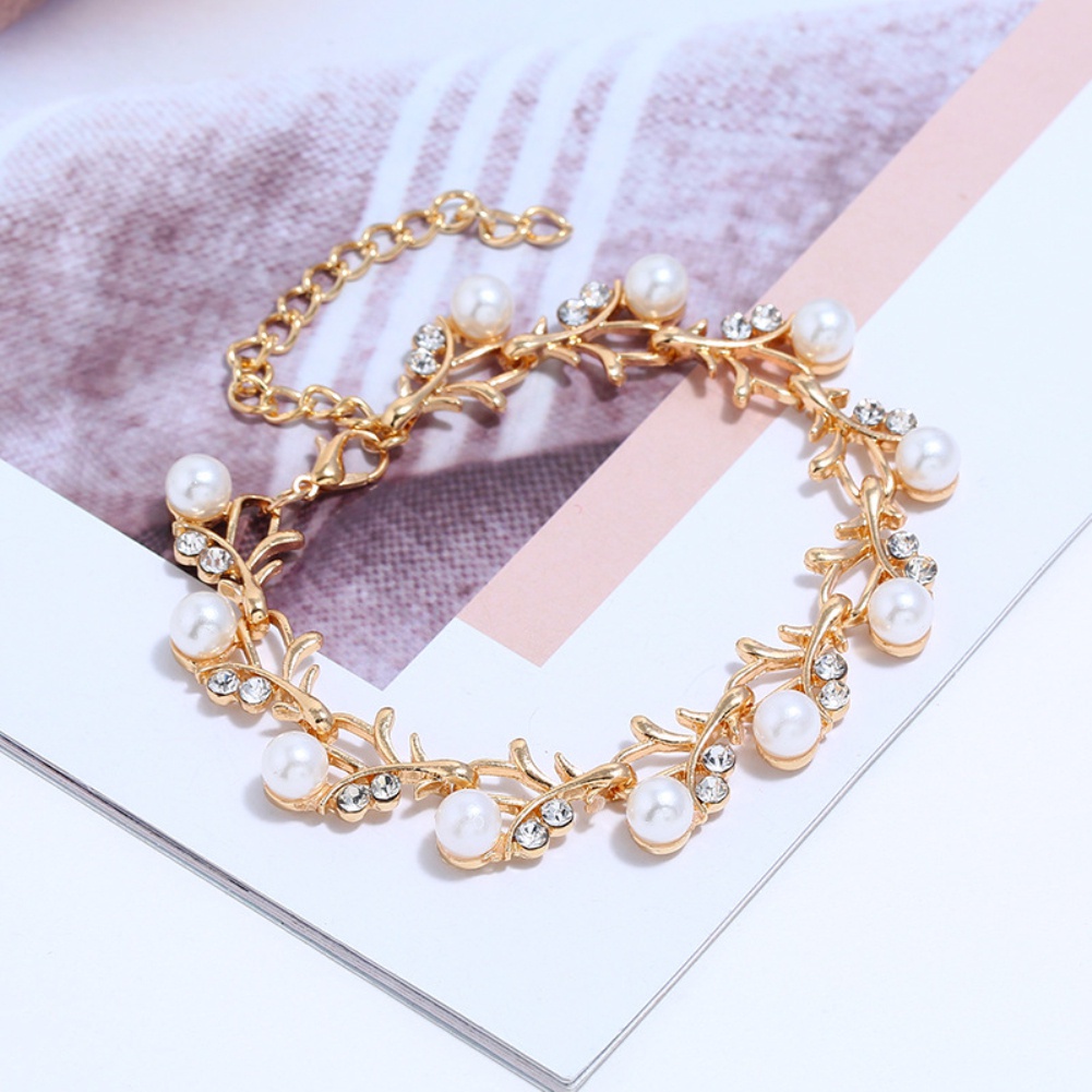 Bộ trang sức hợp kim đính ngọc trai giả xinh xắn thanh lịch