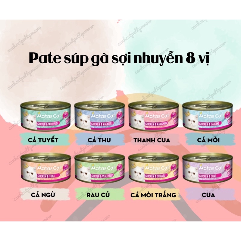 COMBO MIX 24 LON PATE AATAS VỊ GÀ VÀ CÁ - LON 80gram