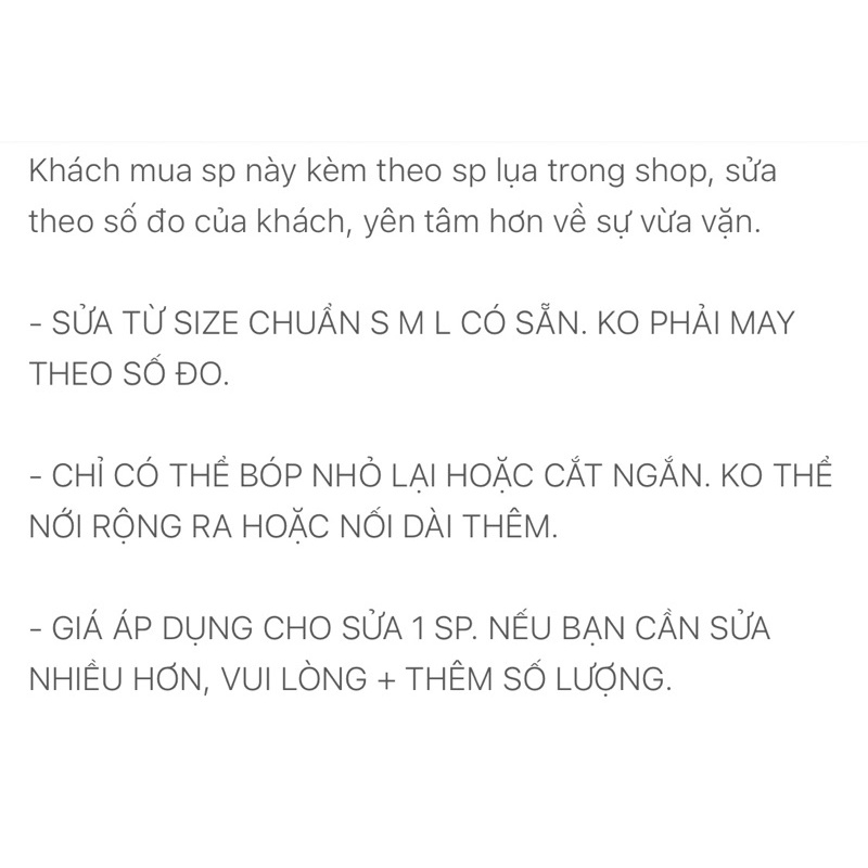 Sửa theo số đo, cắt ngắn theo yêu cầu các sản phẩm đầm váy lụa LINARI