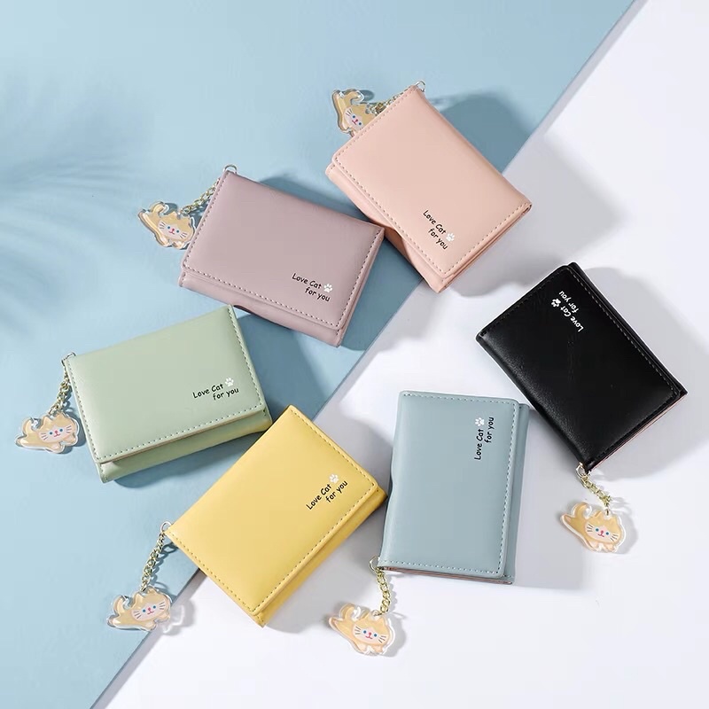VÍ GẤP 3 MINI HÀN QUỐC LOVE CAT.