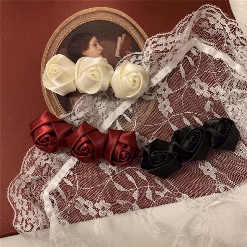 Kẹp Tóc Hình Hoa Hồng Chất Liệu Satin Thời Trang Cho Nữ
