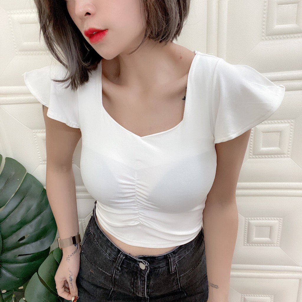 G41. 602. ÁO ZIP CỔ V DÍU NGỰC TAY CÁNH TIÊN