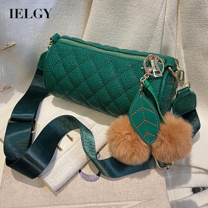 Túi Đeo Vai Hình Trụ Họa Tiết Hình Thoi Đơn Giản Cho Nữ