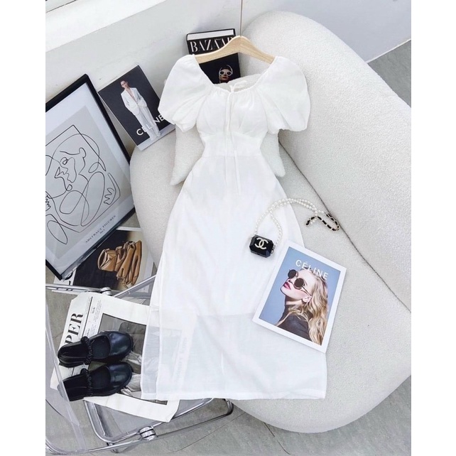 Đầm xô hoa chìm tay bo,phom baby doll xinh lắm nè