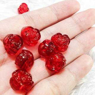 Hạt nhựa hoa hồng cúc 3d trong suốt trang trí kết charm thủ công mỹ nghệ