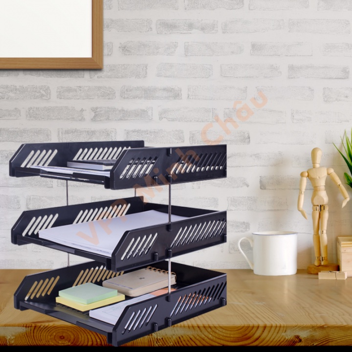 Khay Đựng Tài Liệu Nhựa Deli 3 Tầng 9209 - Loại Nằm Ngang