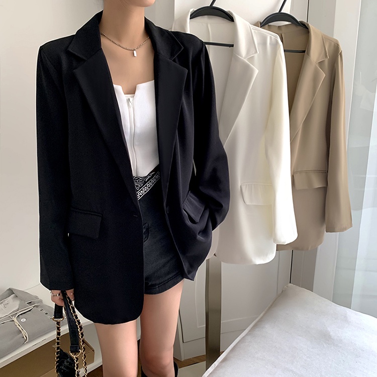 Áo khoác vest blazer nữ Thiết kế Form rộng Tay dài 1 nút Hàn Quốc Blazer nữ Dáng dài Dài tay Cao cấp