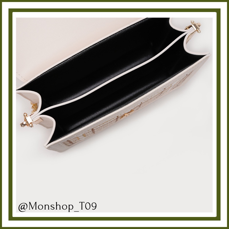 🌸sẵn🌸 Túi xách da mềm đeo chéo nữ CEEKAY chính hãng khóa vuông 2 viên sọc caro  - T09