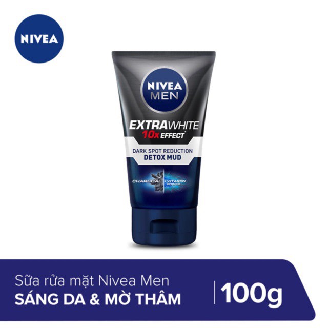 Sữa Rửa Mặt Cho Nam Nivea Men Sáng Da Và Kiểm Soát Nhờn 100g Extra White Oil Control Mud Foam