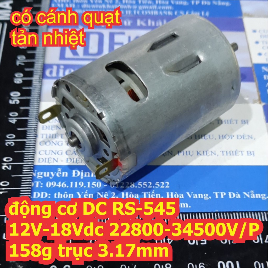 động cơ DC RS-545 GRS545VFB5515/72 12V-18Vdc 22800-34500V/P 158g trục 3.17mm kde6737