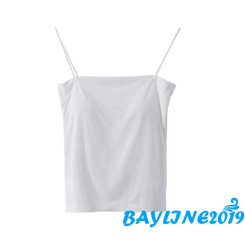 Áo Hai Dây Spaghetti Có Mút Đệm Ngực Màu Sắc Đơn Giản Cho Nữ