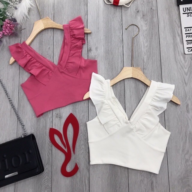 Áo croptop cổ V cánh tiên siêu sang chảnh B0N