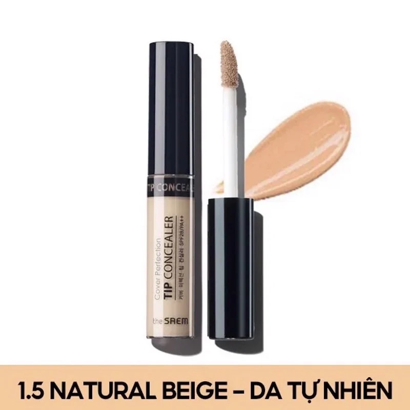 Kem Che Khuyết Điểm The Saem Cover Perfection Tip Concealer SPF28 PA++ 6.5g #1.5 Natural Beige