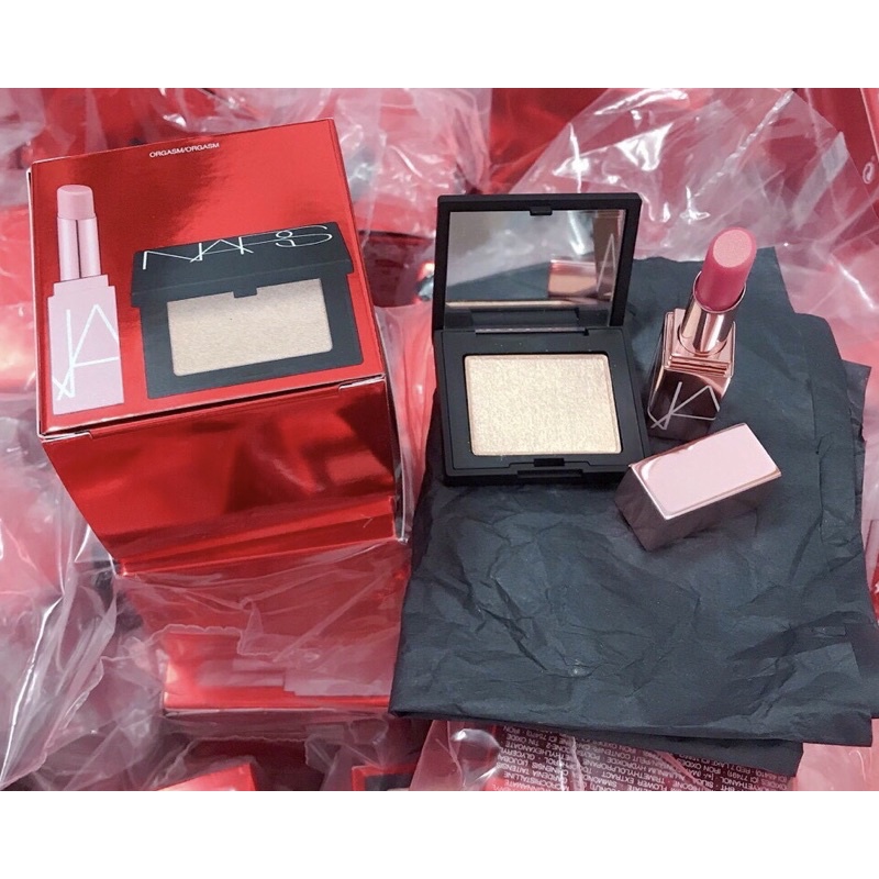 Set Son Dưỡng vs bảng light NARS minisize Orgasm Lip And Highlighter Duo siêu đẹp