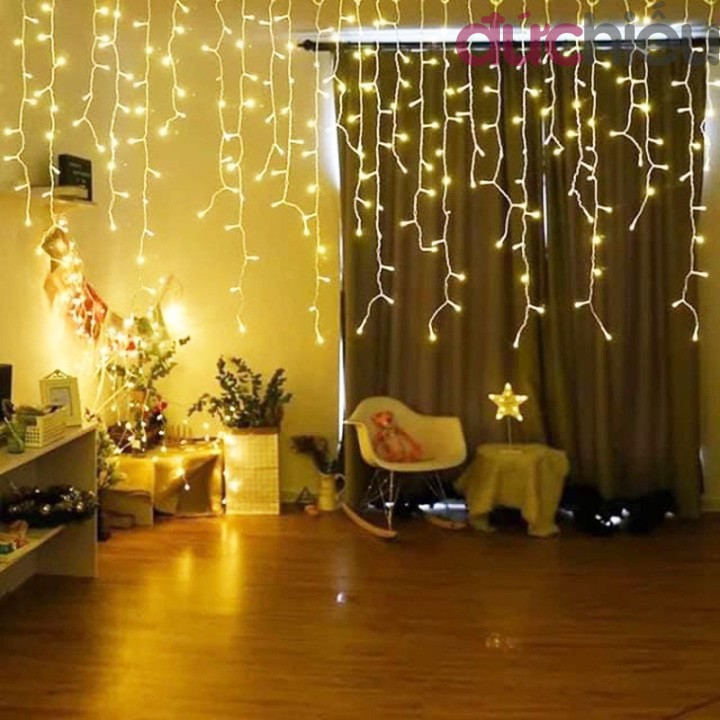 Dây đèn LED rèm 8m 40 sợi, dây đèn chớp tắt, đèn trang trí noel