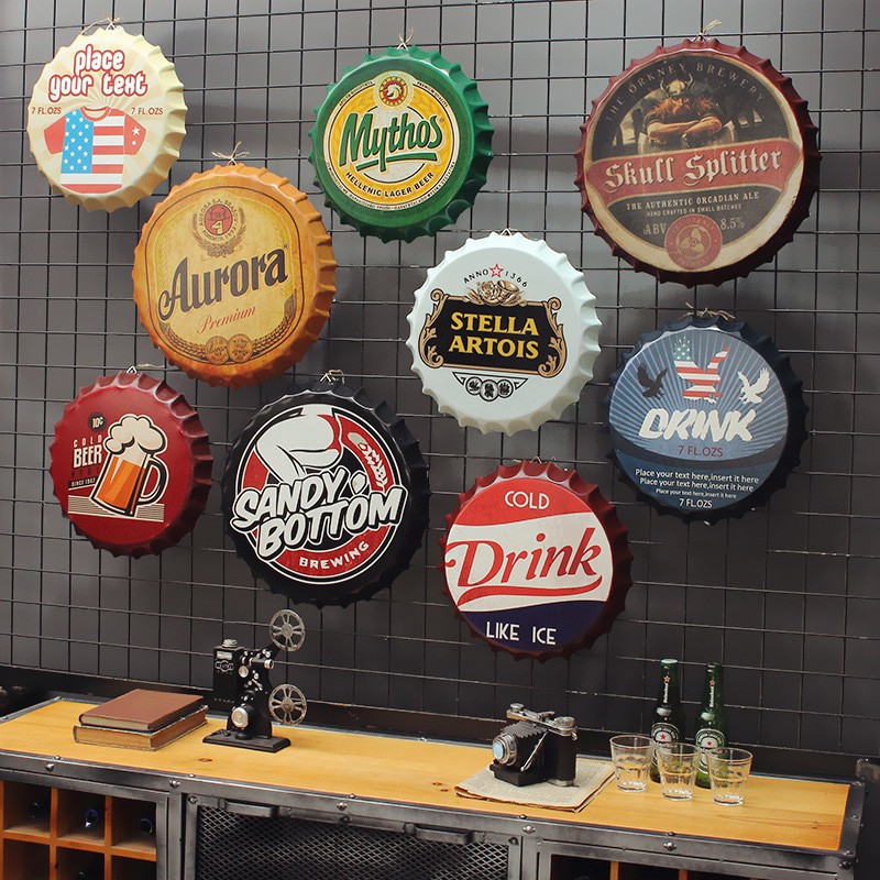 Nắp chai bia decor trang trí tường 35cm