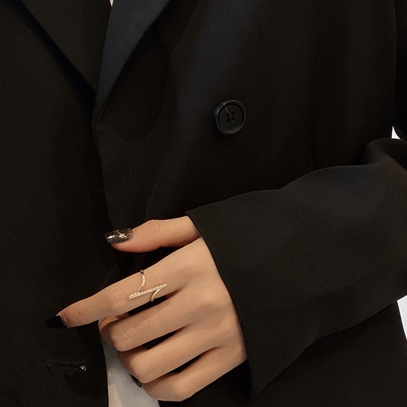 Nhẫn Nữ Kim Loại Tạo Hình Chữ Z Đính Đá Thời Trang Phong Cách Hàn Quốc