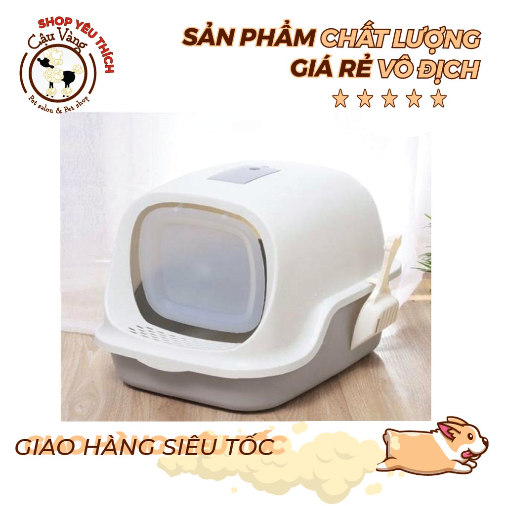 Nhà Vệ Sinh Cho Mèo Có Nắp Siêu Dễ Thương Tặng kèm xẻng trị giá 30k (Hàng nội địa).