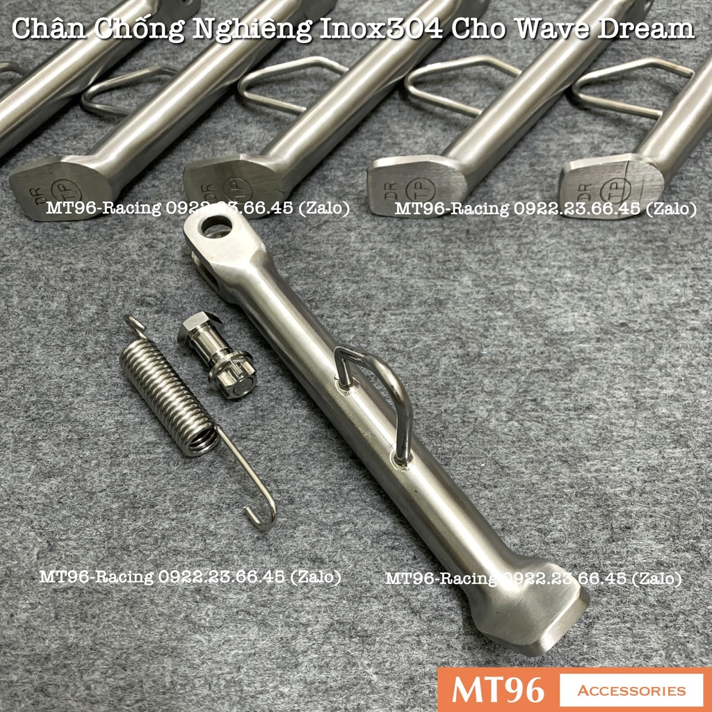 Chân Chống Nghiêng Inox Cho Wave Dream Các Đời Chuẩn Inox304 Nguyên Khối Nặng Cứng Cáp