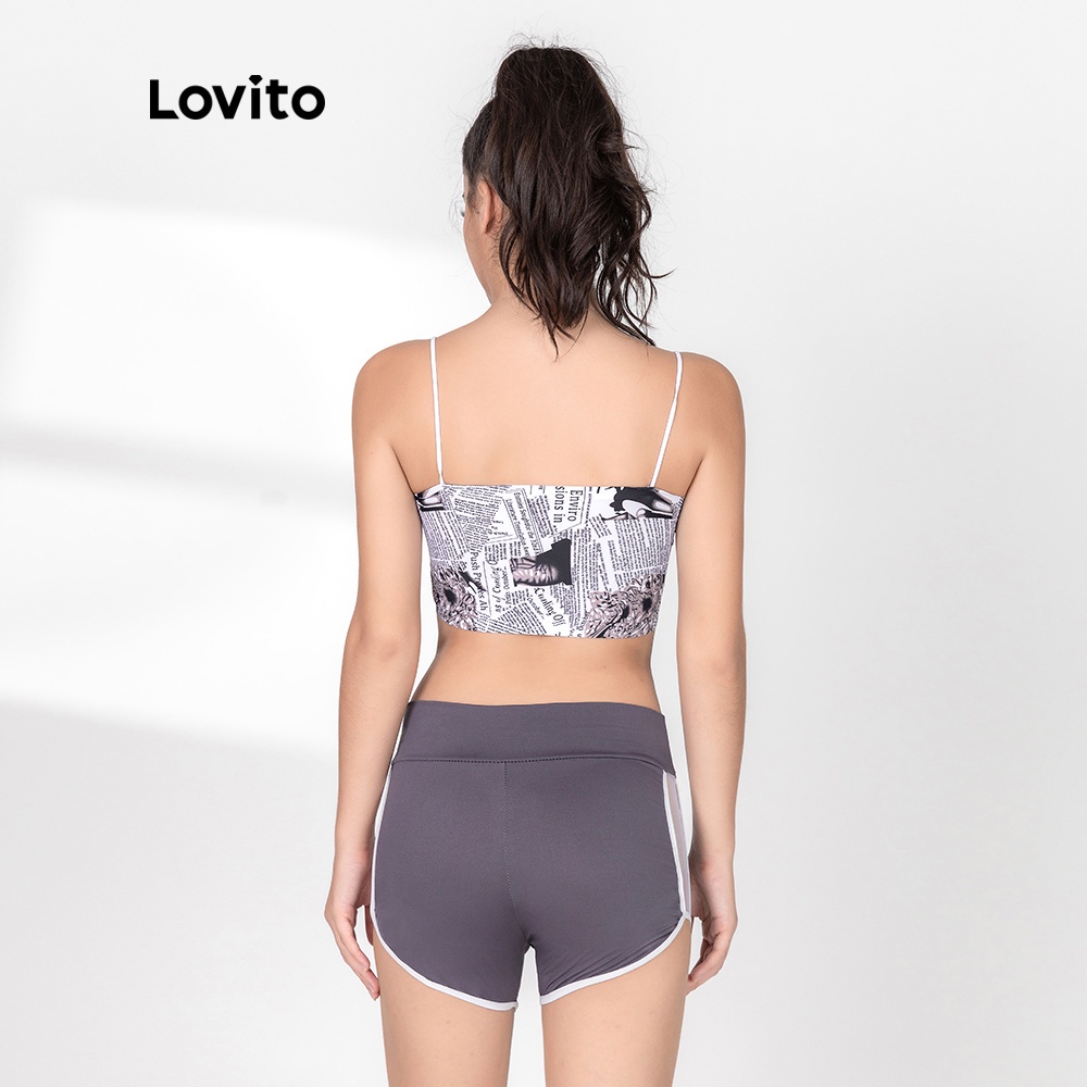 Áo ngực Lovito nhuộm màu loang nhanh khô phong cách thể thao L06083 (Màu xám)