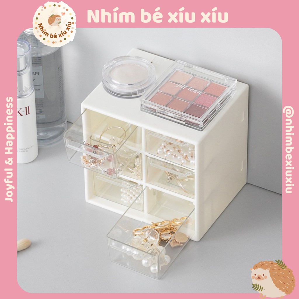 Tủ nhựa 9 ngăn hộp nhựa mini đựng đồ trang sức phụ kiện sang chảnh VT138