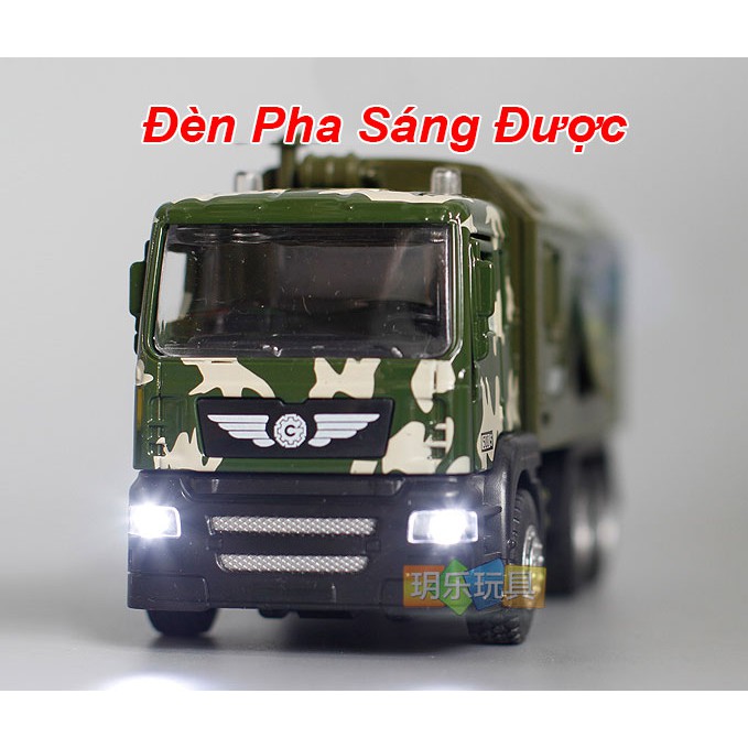 MÔ HÌNH Xe Tải Quân Sự, Xe đồ chơi đầu Kim Loại chống va đập, có nhạc và đèn cho bé  | MINIAUTO tỷ lệ 1:50