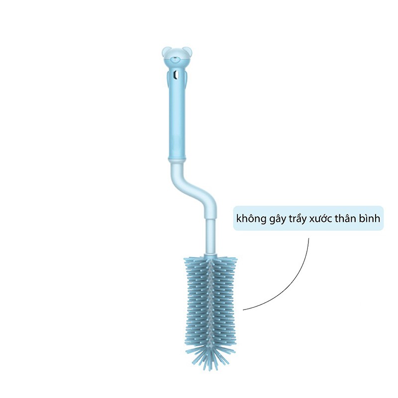 Bộ cọ rửa bình sữa Silicon cao cấp, gồm 3 chi tiết tiện lợi, vệ sinh dễ dàng, có thể tiệt trùng được