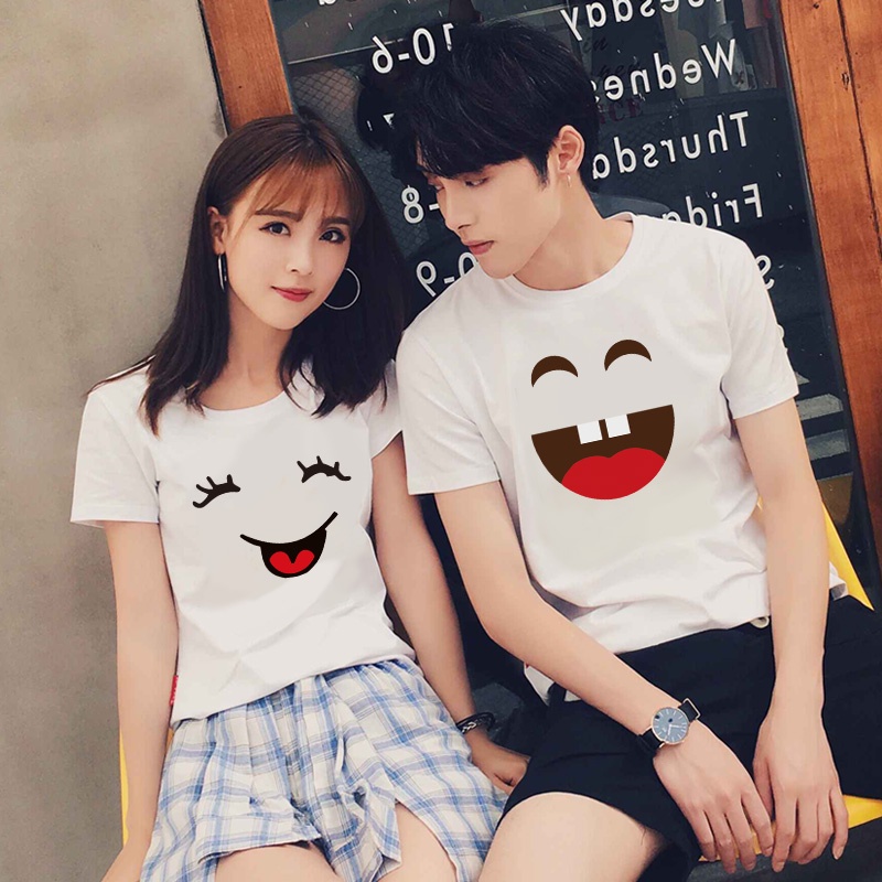 Áo Thun Đôi Tình Nhân In Hình Miệng Cười