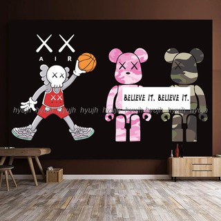 Tấm vải treo tường trang trí in hình KAWS Sesame Street dễ thương