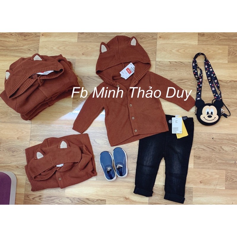 Áo khoác len cáo nâu tây HM auth bé trai