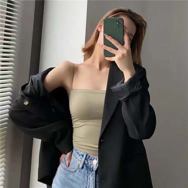 Áo 2 dây cotton kèm đệm ngực chất siêu mềm mịn