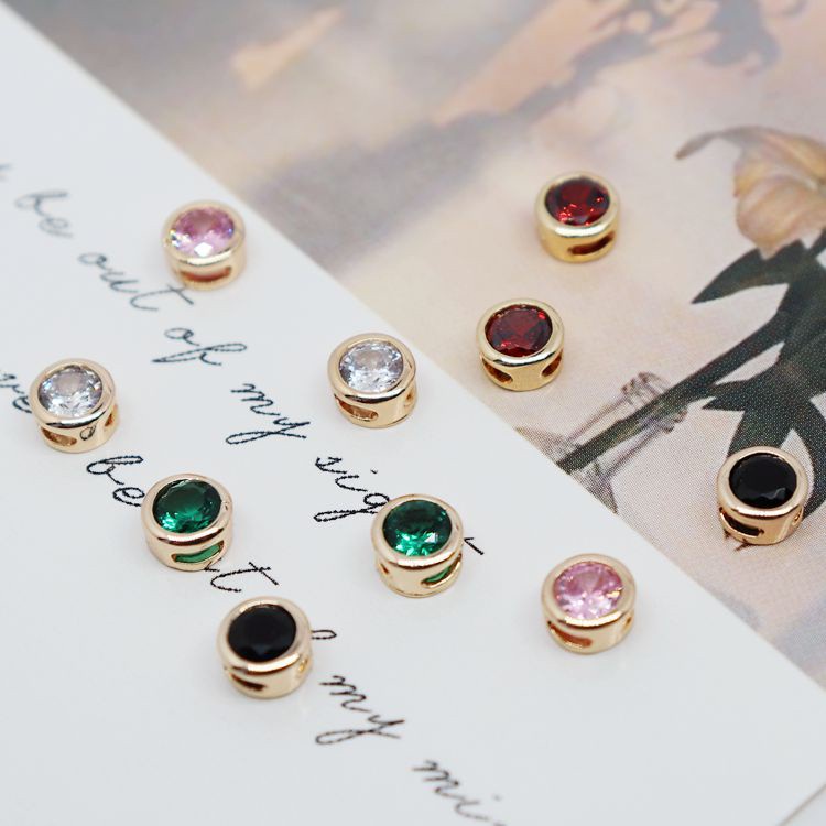 Chuỗi Hạt Đá Zircon Tròn Màu Vàng 18K Chất Lượng Cao Dùng Làm Trang Sức Thủ Công