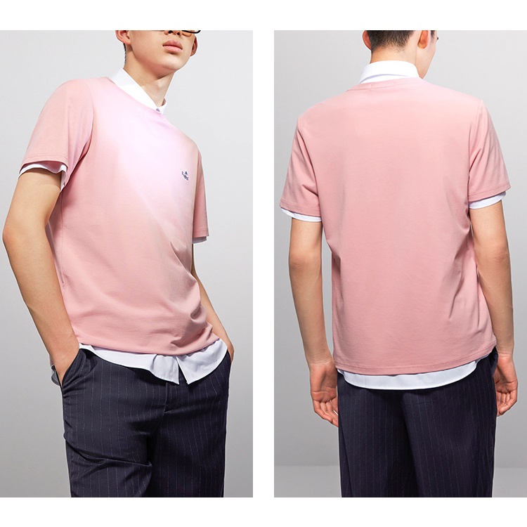 HLA - Áo Thun Nam Ngắn Tay Simple Pure Color Short Sleeve T-shirt