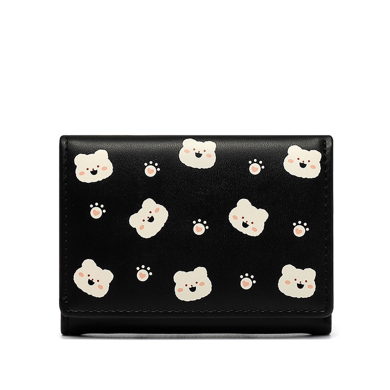 Ví ngắn đựng thẻ BAELLERRY sức chứa lớn thiết kế gập ba thời trang cho học sinh