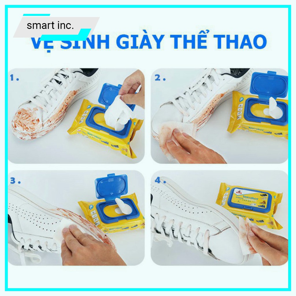 30 Tờ Khăn Ướt Lau Giày Thể Thao Ba Lô Túi Xách Dép Sneaker Đồ Da Khăn Giấy Ướt Lau Giày Đi Mưa Đa Năng Chuyên Dụng