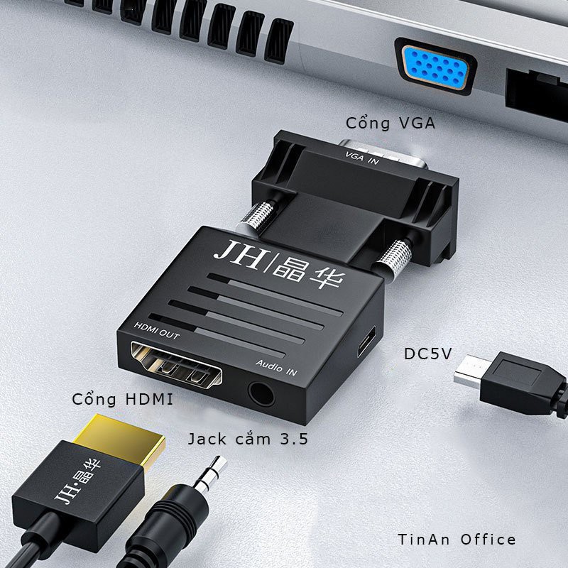 Bộ Chuyển Đổi VGA Sang HDMI, Adapter Kết Nối Cáp VGA Của TV Sang HDMI Màn Hình Hoặc Máy Chiếu