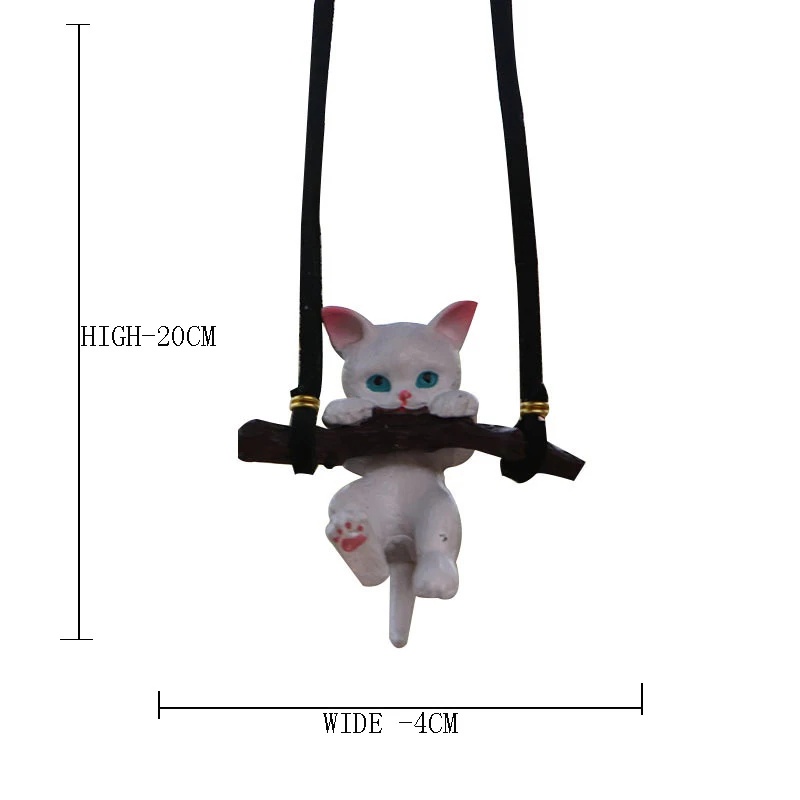 1 Dây Treo Kính Chiếu Hậu Xe Hơi Hình Mèo Trắng Bằng Nhựa Dễ Thương Sáng Tạo