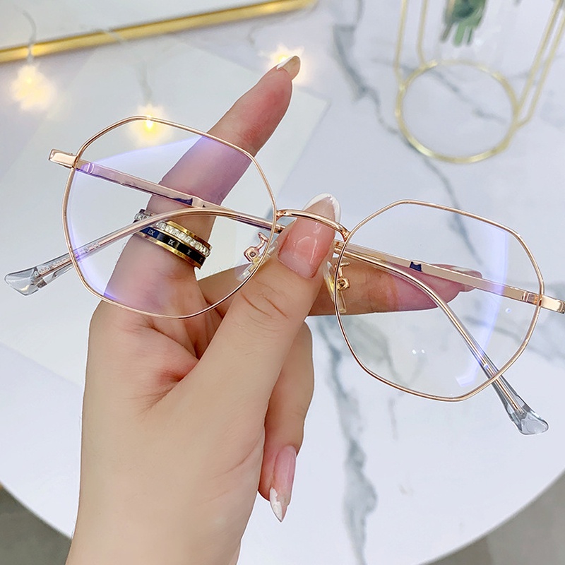 (KIQI-FASHION) COD Mắt Kính Gọng Vuông Bằng Kim Loại Chống Ánh Sáng Xanh Thời Trang Cho Nam Và Nữ